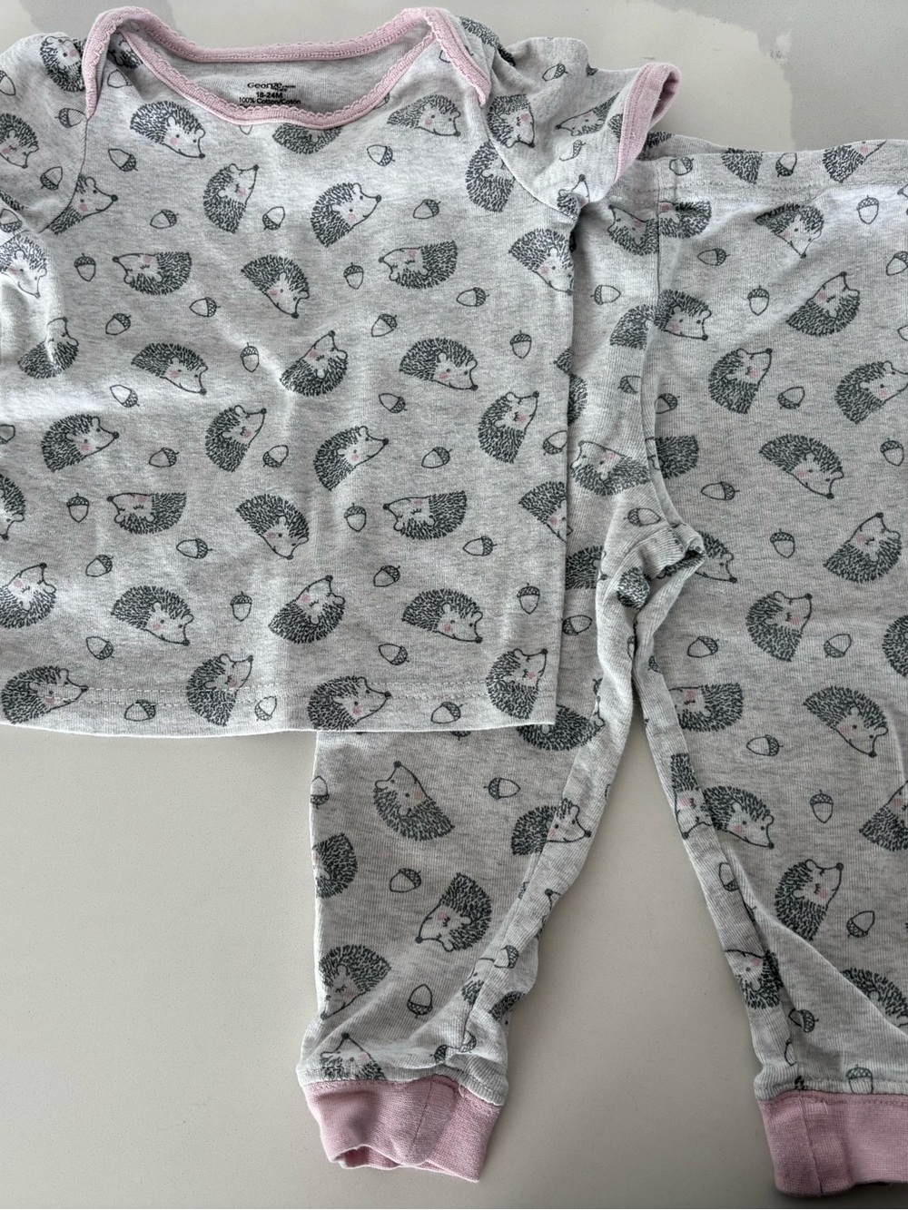 George 2 pc pajamas  girls hedgehog 18-24 months